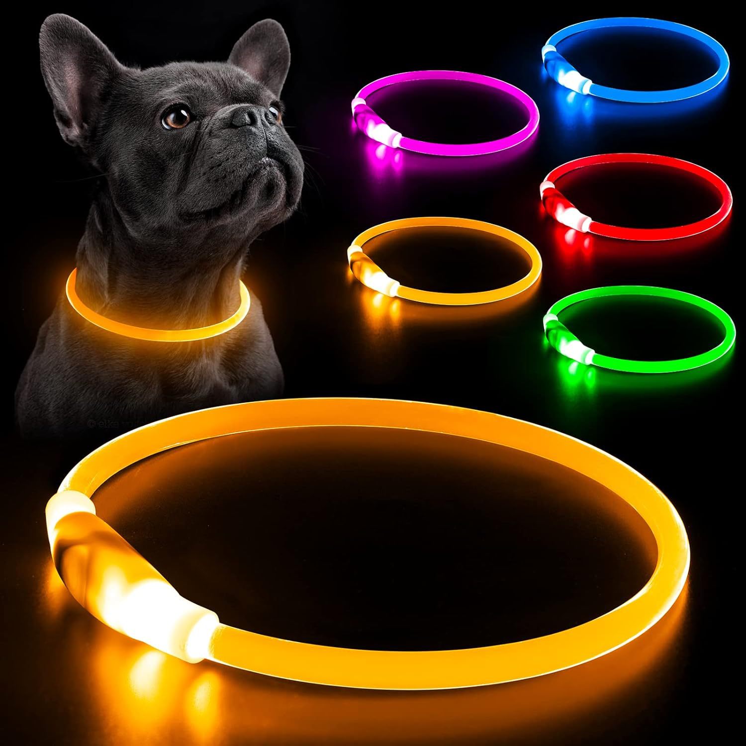 Tech Dog Accessories - LED-Hundehalsband, wiederaufladbar, 3 Arbeitsmodi, mehr leichter,