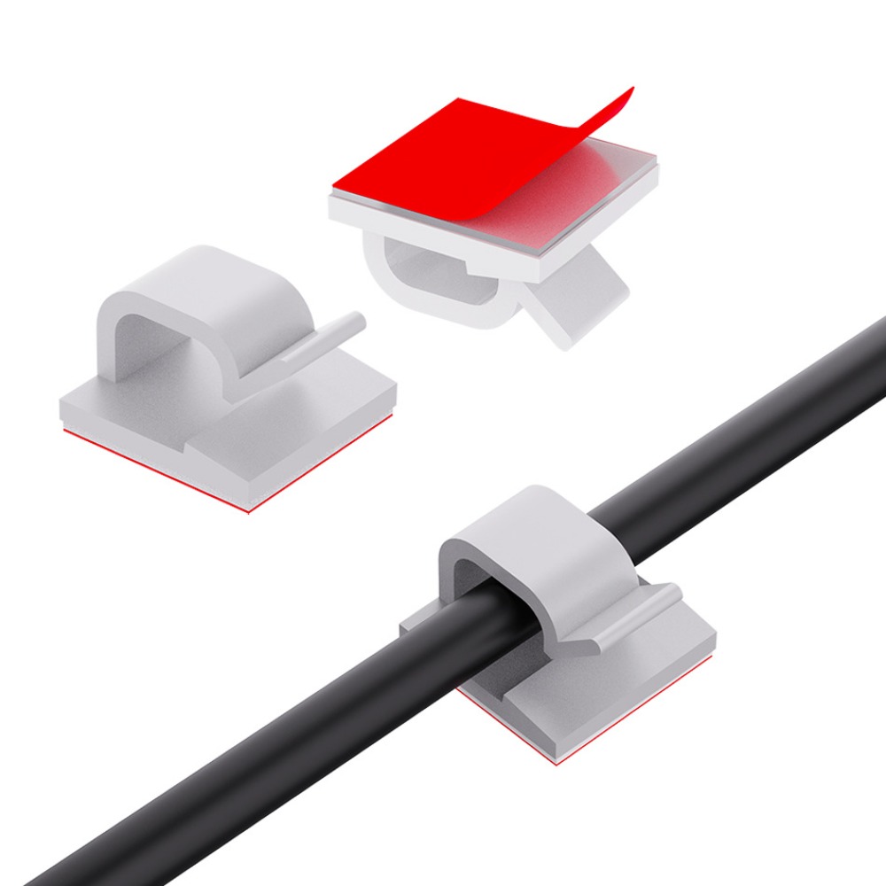 Desk Cable Clip - R-förmiger Transparenter Kunststoff-Kabelclip, Kabelhalter, Kabelorganisator, Selbstklebende