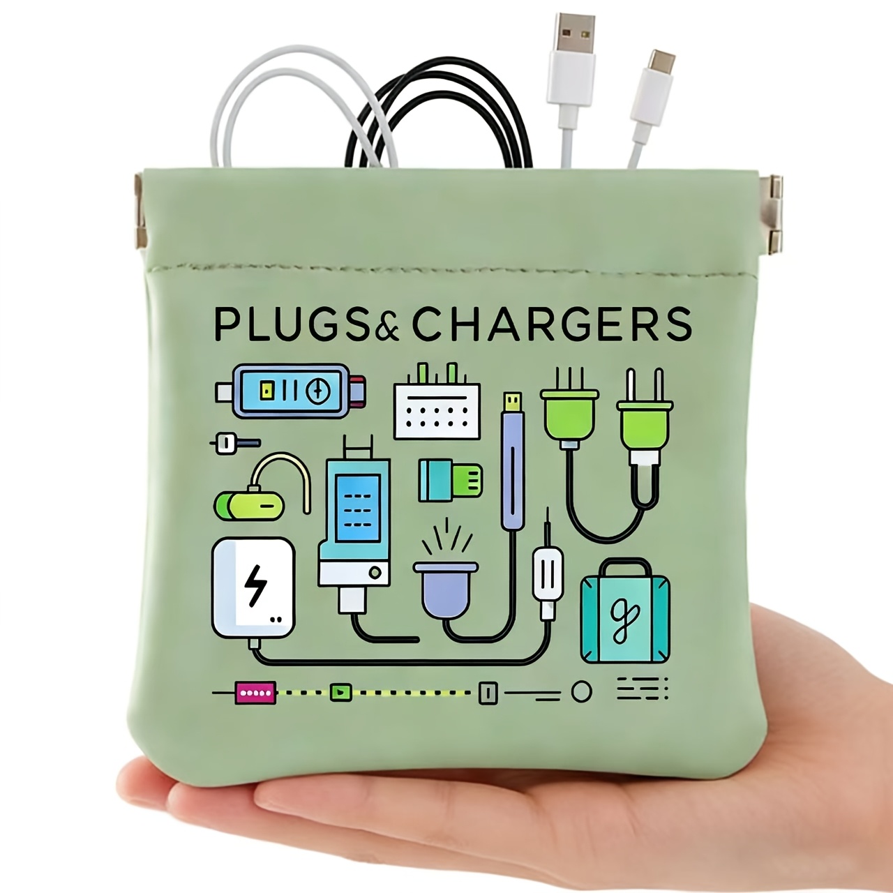 Tech Accessories Bag - Tragbare Kabelorganizer-Tasche 12x12cm - Reise-Technik-Beutel für