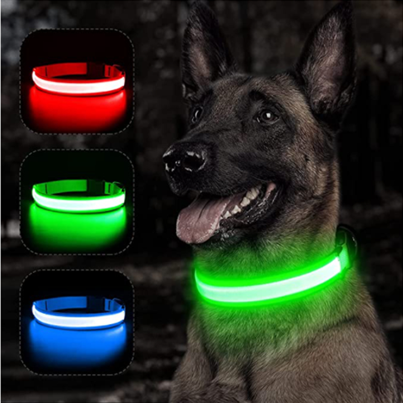 Tech Dog Accessories - USB-Aufladbares Leuchtendes Halsband Verstellbares LED-Leuchthalsband für