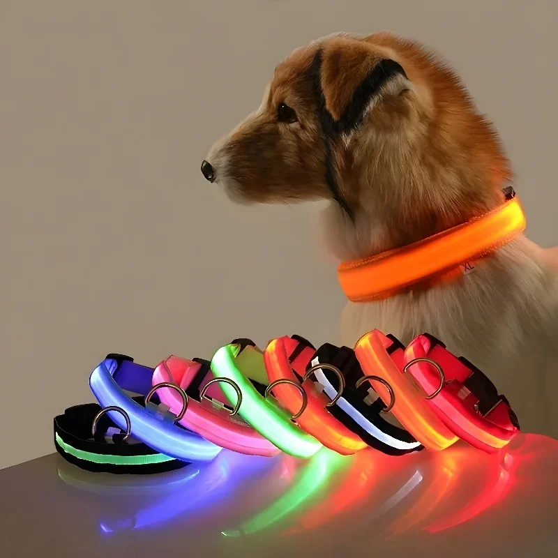 Tech Dog Accessories - Hundehalsband Nylon LED Nacht-Sicherheitsblinklicht Leuchtend im
