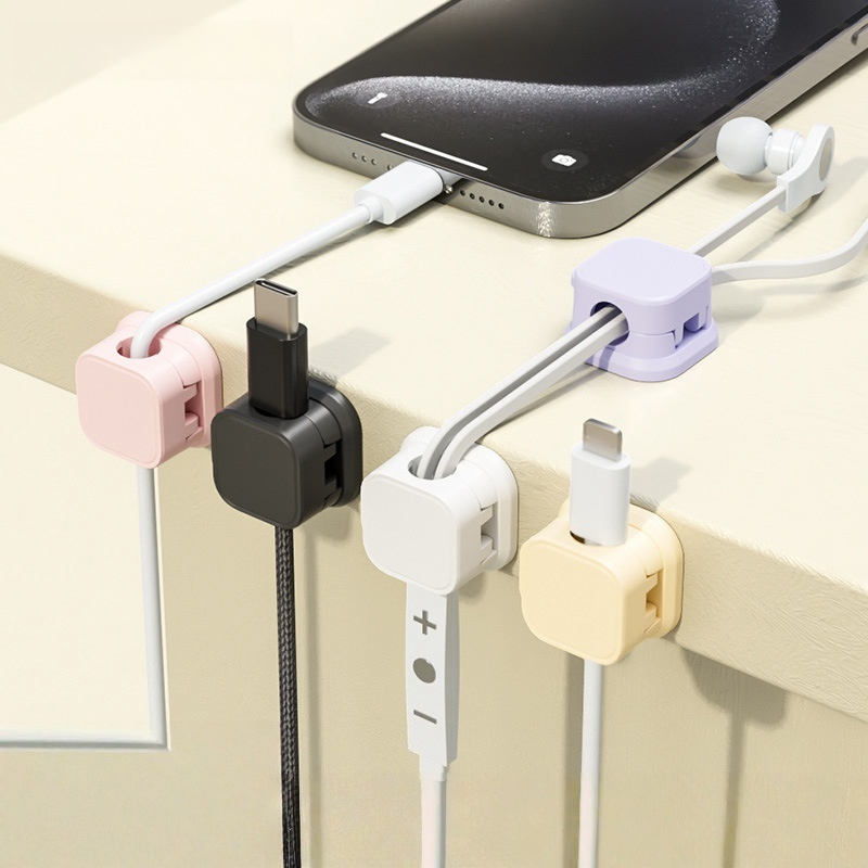 Desk Cable Clip - Mehrfarbige Magnetische Kabelmanagement-Clips Selbstklebender Kabelorganisator für
